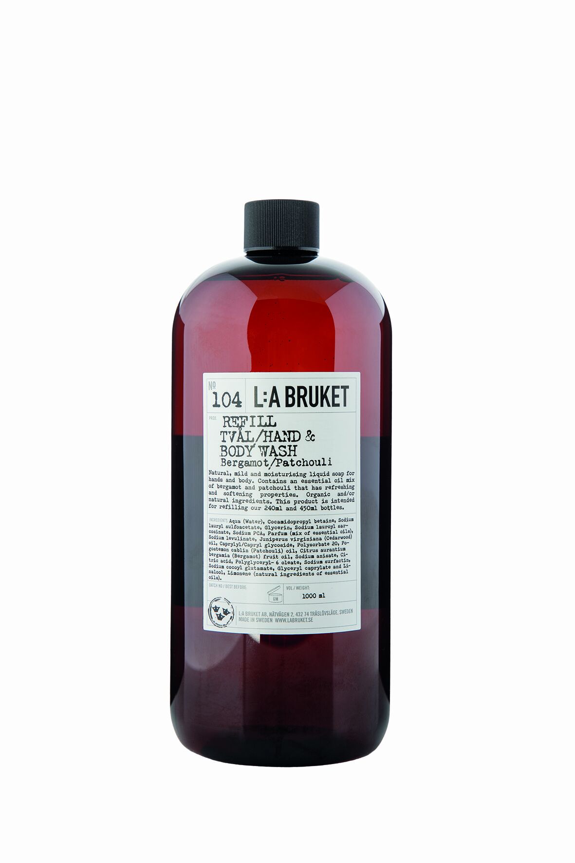 104 Gel za tuširanje s bergamotom i pačulijem, punjenje 1000 ml - L:a Bruket