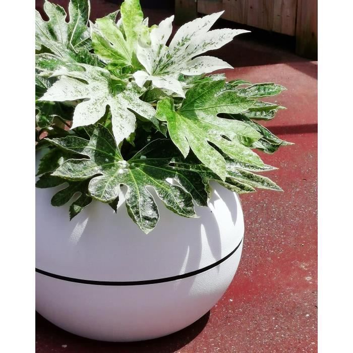 Fioriera rotonda - RIVIERA - GRANITE BALL - Plastica - D50 H34.5 cm - Bianca