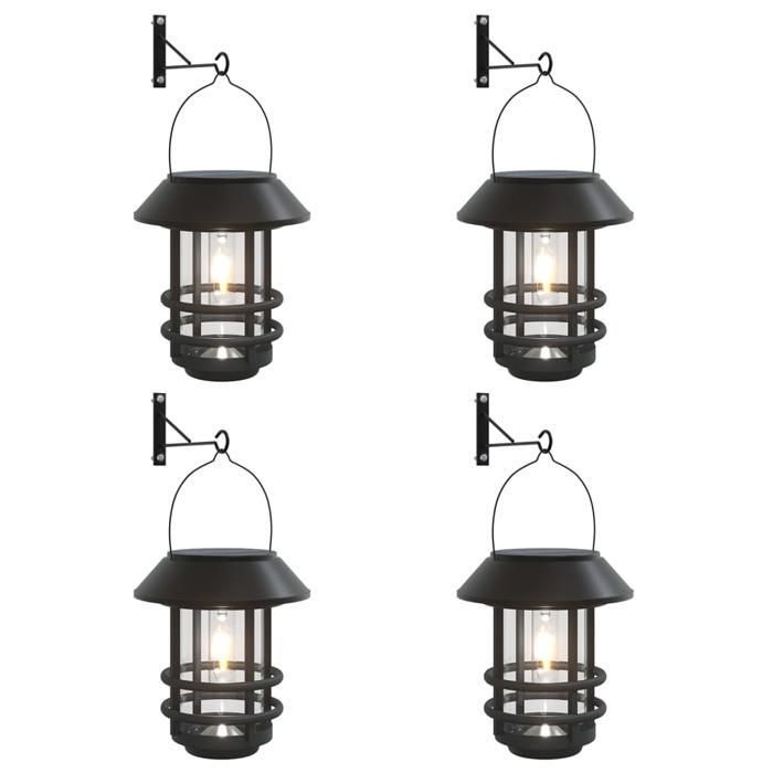 vidaXL Lanternes murales solaires d'extérieur 4 pcs blanc, lanterne solaire murale de jardin, lampe solaire murale 4008188