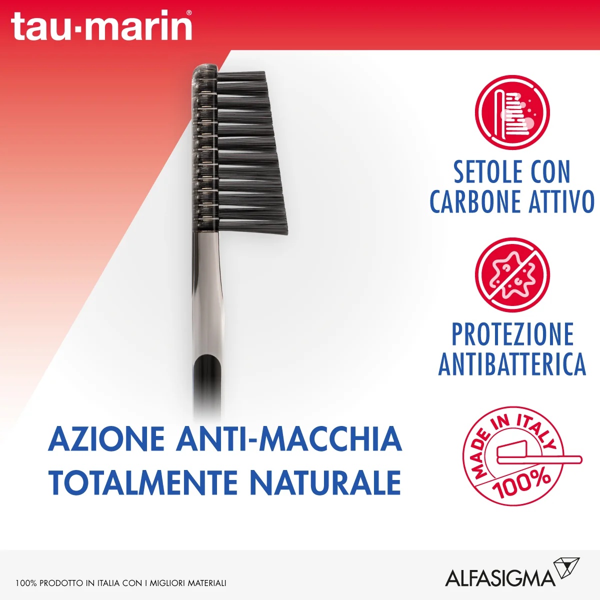 Brosse à dents antibactérienne noire ALFASIGMA TAU MARIN Taumarin Professional