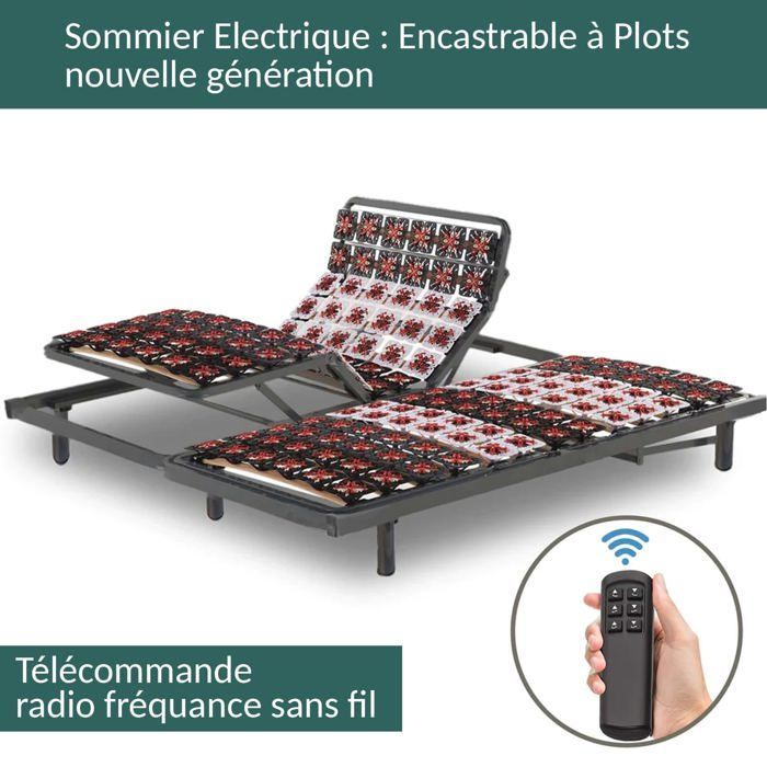 Base de cama eléctrica de relajación Sampur 70x190 | Integrada con listones multidireccionales - Motor eléctrico OKIN - Máximo confort