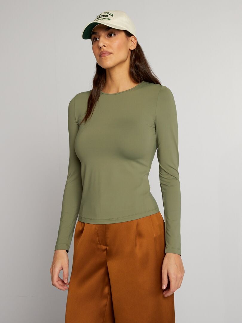 Camiseta de malha elástica - VERDE