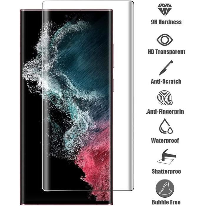[Paquete de 4] Protector de pantalla de vidrio templado para Samsung Galaxy S22 Ultra, protector de pantalla completo transparente