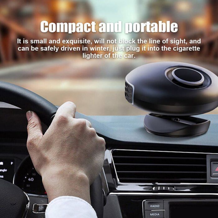 Calefactor portátil para coche de 12V/24V, descongelación 2 en 1, ventilador frío/caliente, base giratoria de 360°.
