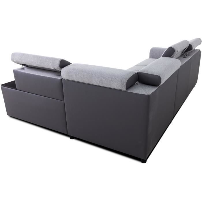 Omkeerbare hoekbank - 4/5 zitplaatsen - KELIO - Antraciet/grijze stof - 3 stoelen - 245 x 184 x 77/87 cm