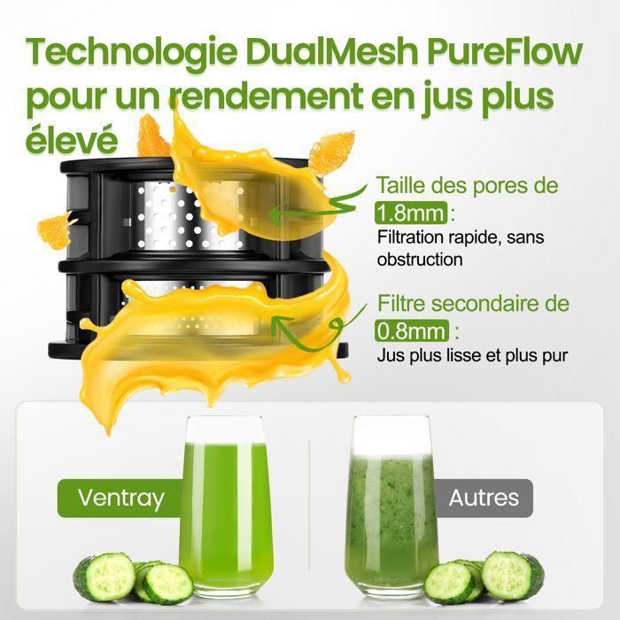 Juicer - VENTRAY - Ventray Max 120 Cold Press - 250W - 120mm Feed Chute - Black