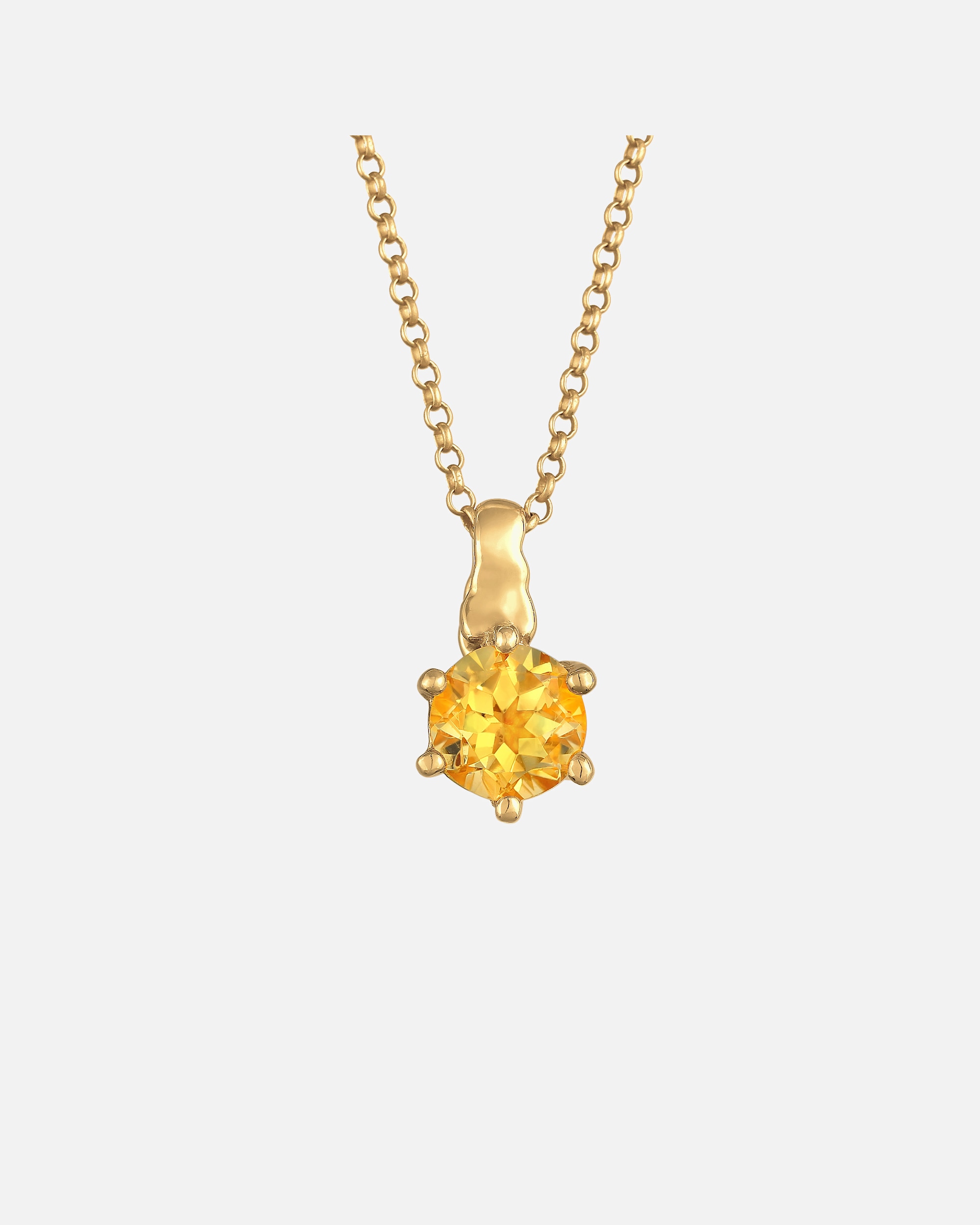 Elli Pendentif solitaire classique pour femme avec pierre de citrine en argent sterling 925 plaqué or