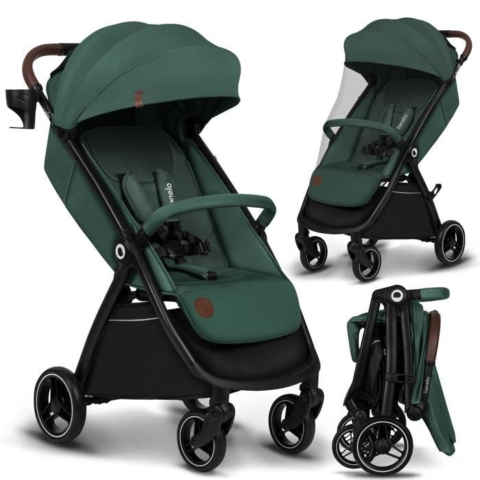 LIONELO Ingrid Compact Stroller - Suspension - Up to 22 kg - Lightweight & Foldable - Green