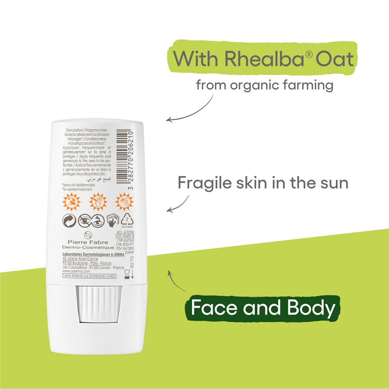 Ochranná tyčinka A-Derma Protect X-Trem Invisible Stick pre citlivé oblasti s SPF 50+