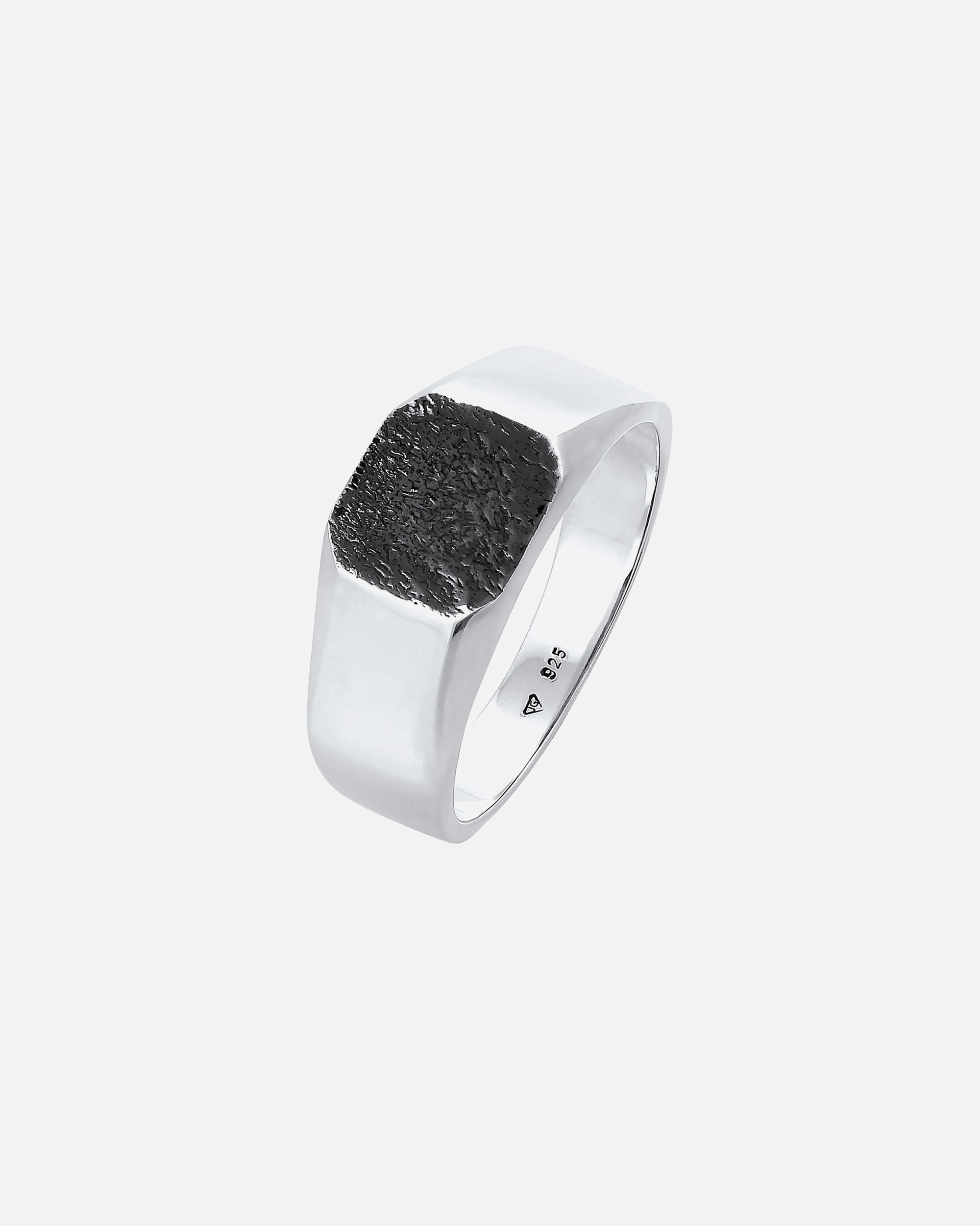 KUZZOI Hommes sceau carré basique texture noire en argent sterling 925