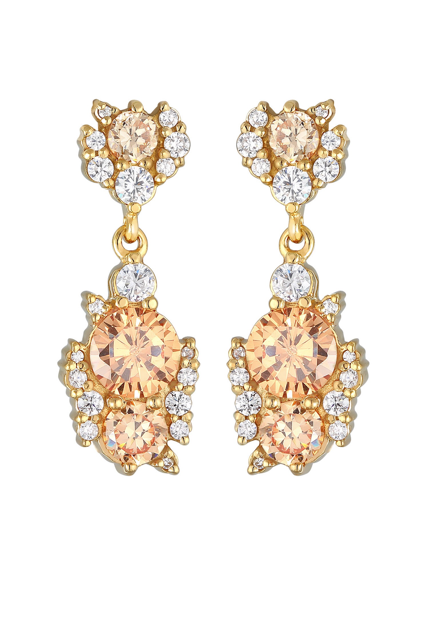 Elli PREMIUM Femmes pendentif d'oreilles étincelant glamoureux avec cristaux de zirconium en argent sterling 925 plaqué or