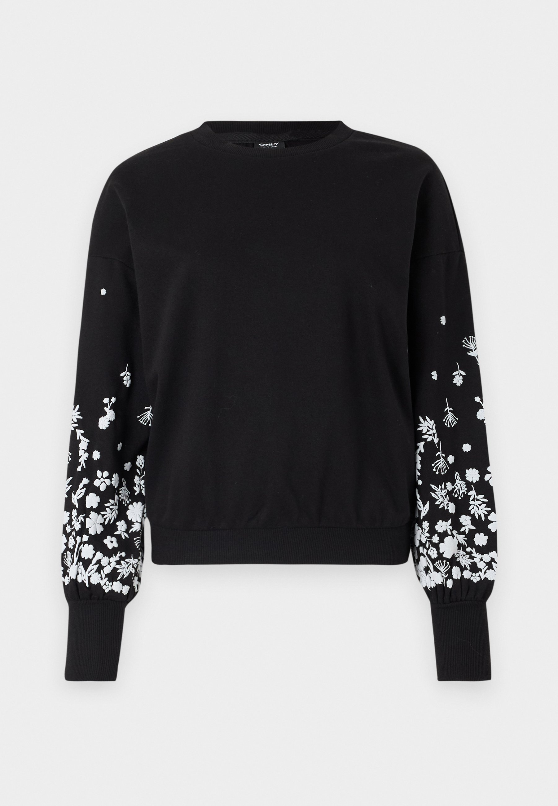 ONLY ONLBROOOKE LS O-NECK FLOWER NOOS - Sweatshirt - zwart