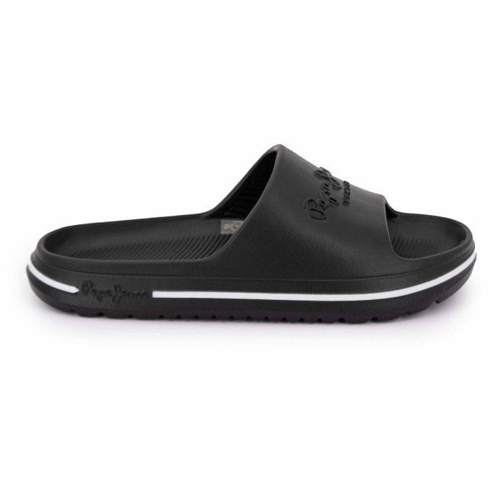 Pepe Jeans Women's Beach Slide Flip-Flops in Black - Wide Strap - Brand Logo