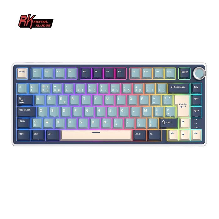 RK ROYAL KLUDGE -mekaaninen pelinäppäimistö/TKL 75 % Hot Swap QMK/Via/PBT-näppäinhatut/K-hopeakytkin/ranskalainen AZERTY-pelinäppäimistö