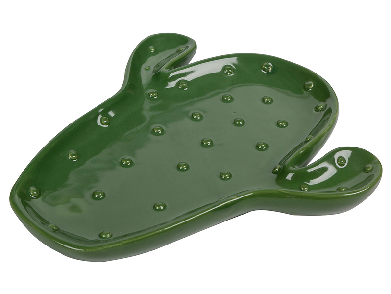 Patera ceramiczna Kaktus 23 cm zielona
