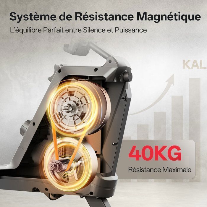 Indoor roeimachine - JOROTO - JR30 - 40 kg magnetische weerstand - Bluetooth-monitor - Maximale belasting 160 kg