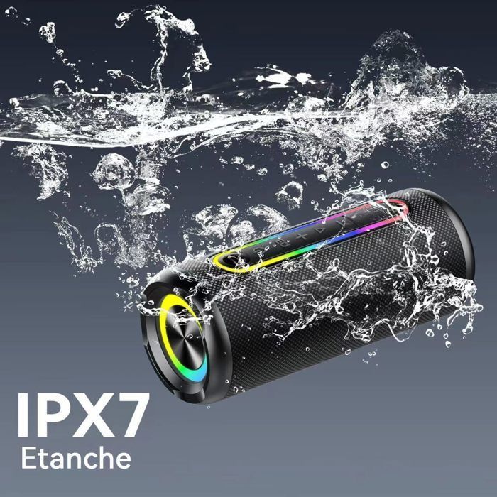 Enceinte Bluetooth 5.3 - HAUTSTORE - Portable 40W - Étanche IPX7 - 30H Autonomie - Micro intégré