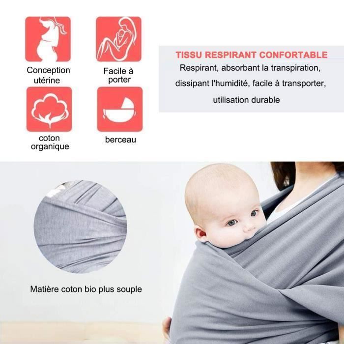 Porte bébé Écharpe de Portage - AUDBURN - Gris clair - Mixte