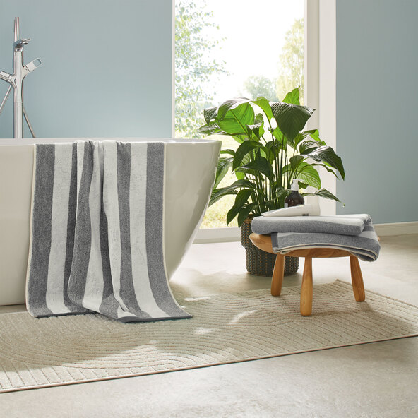 Frottee-Handtuch, 70 x 140 cm, grau gestreift