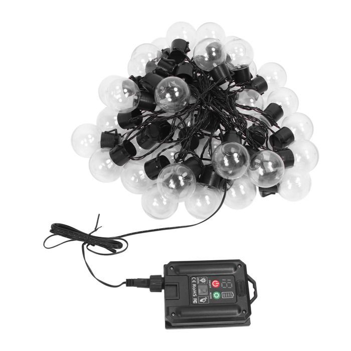 Guirlande lumineuse d'extérieur - Ulisem - 40 ampoules G50 - Solaire et USB C - Étanche
