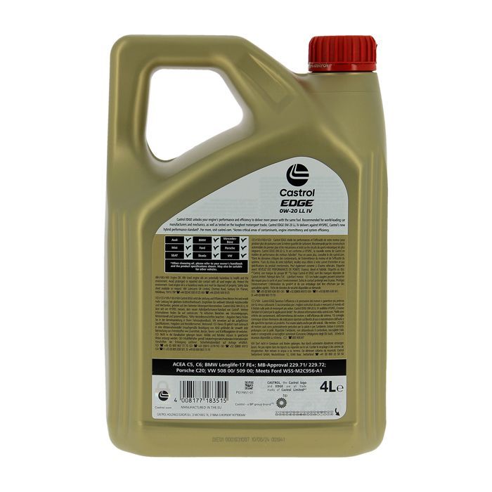Engine oil - CASTROL - EDGE 0W-20 LL IV - 4L