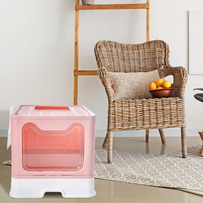 Arenero cerrado SUPFINE para gatos - Casita plegable para gatos - 41×51×38cm - 2 puertas - con tapa y cajón