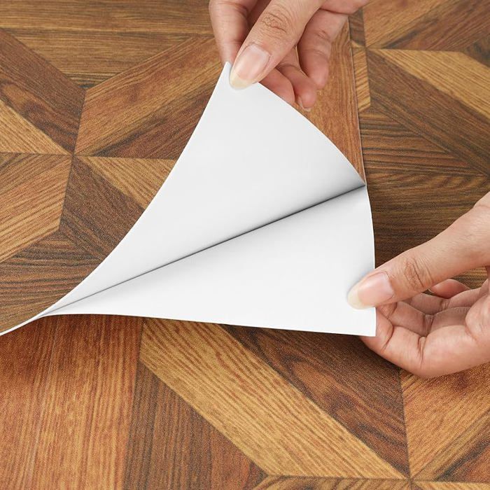 Lino Floor Roll Parquet Effect Adhesive Flooring Retro Wood Imitation PVC Flooring 30x120CM Brown Retro Wood Brown PVC Flooring