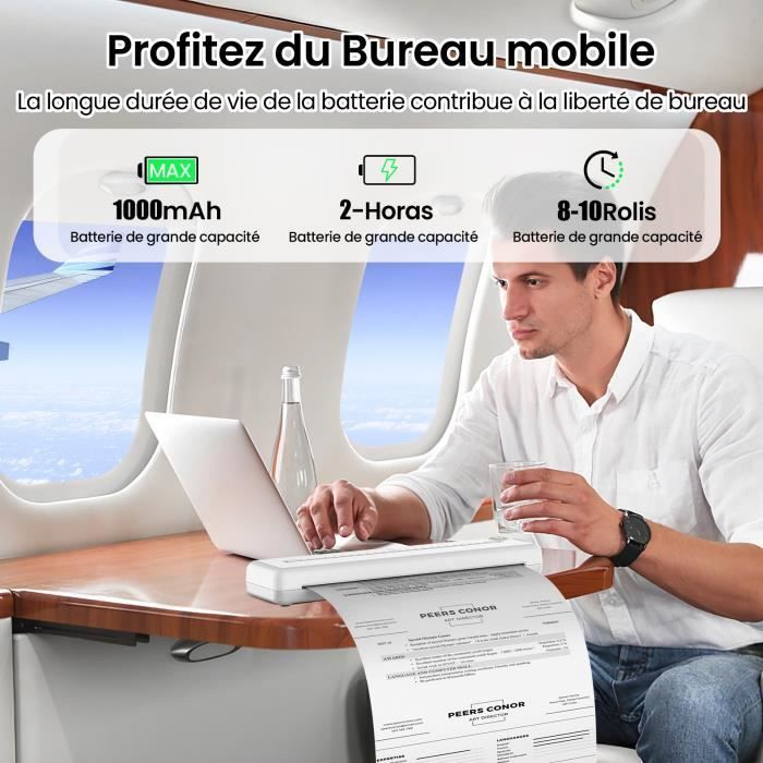 Impresora térmica A4 - UVERBON - Portátil - Sin tinta - Bluetooth - 100 hojas incluidas