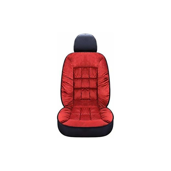 Funda universal para asiento de coche, asiento delantero de felpa, cojín cómodo color rojo vino, fundas para asientos delanteros de coche.