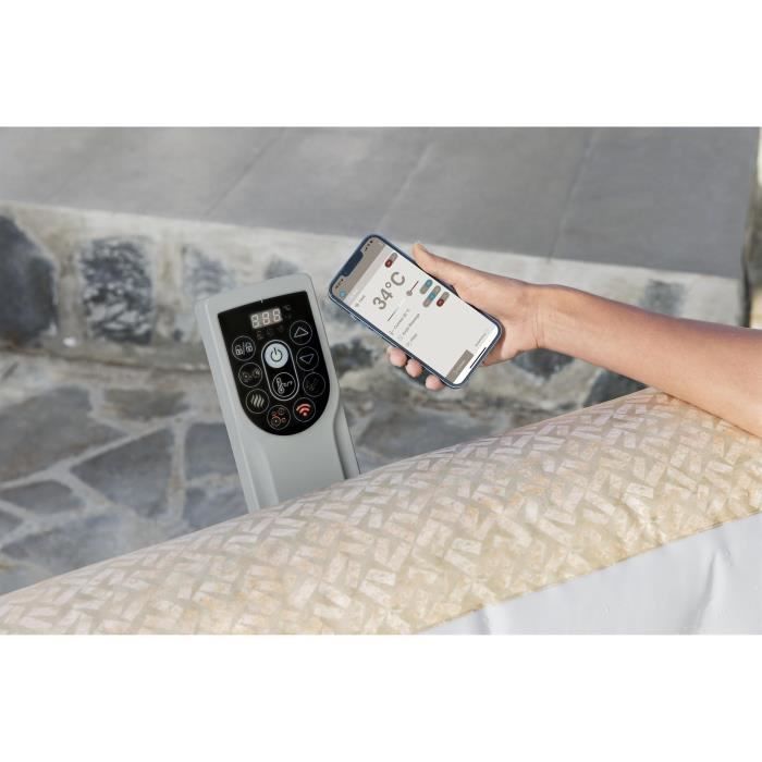 Spa gonflable BESTWAY - Lay-Z-Spa Rome - 180 airjets - 201 x 201 x 71 cm - 5 à 7 places - Carré (couverture, cartouche, diffuseur)