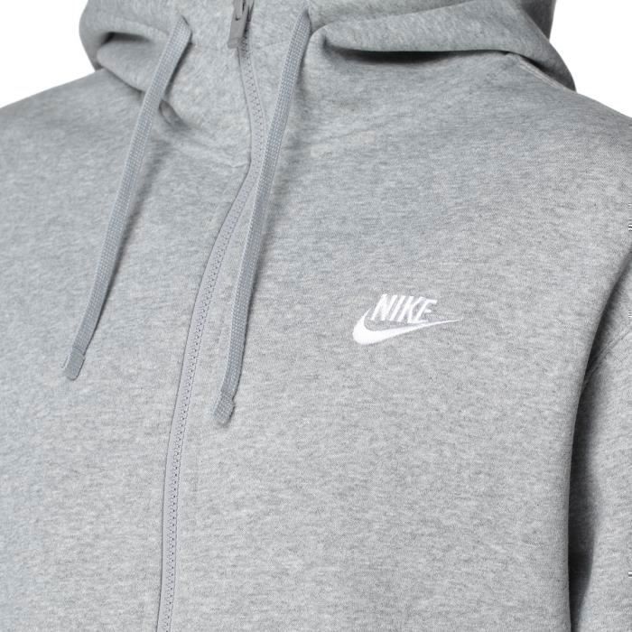Men's NIKE CLUB GREY Zip-Up Hoodie