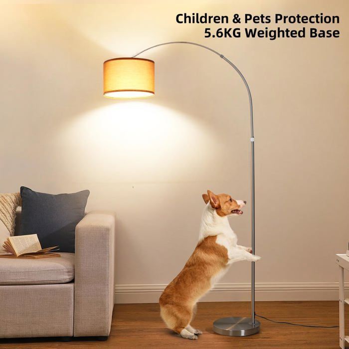 ANTENLICHT Lampadaire Arc Argent-Marron, LED E27, Salon, Intensité Variable,  Vintage, Pour Chambre & Hôtel