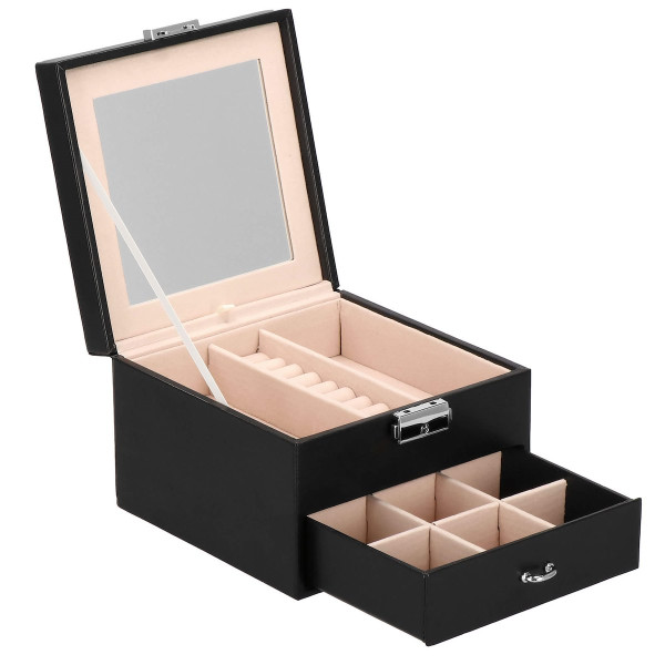 Szkatułka na biżuterię 16x16x11 cm organizer z przegródkami