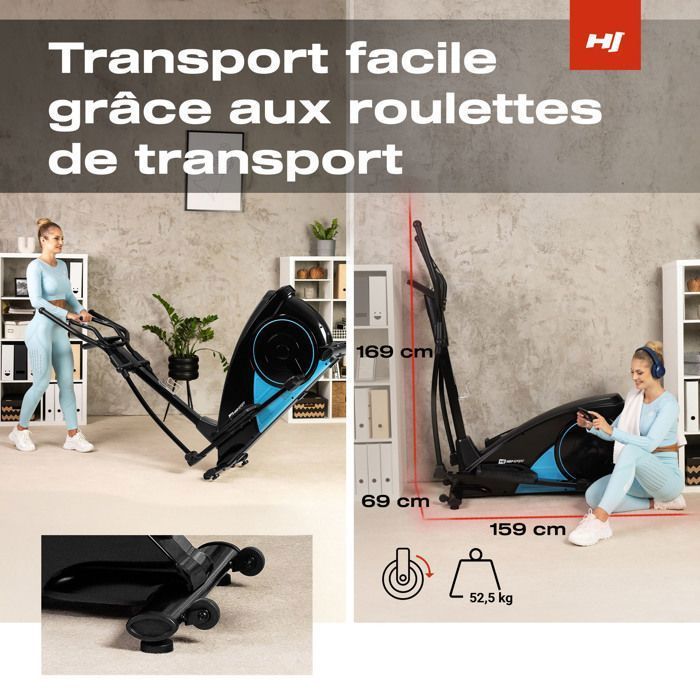 Blaze HS-060C Indoor Elliptische Trainer, 17,5 kg vliegwiel, 32 niveaus elektronische weerstand, Bluetooth, USB