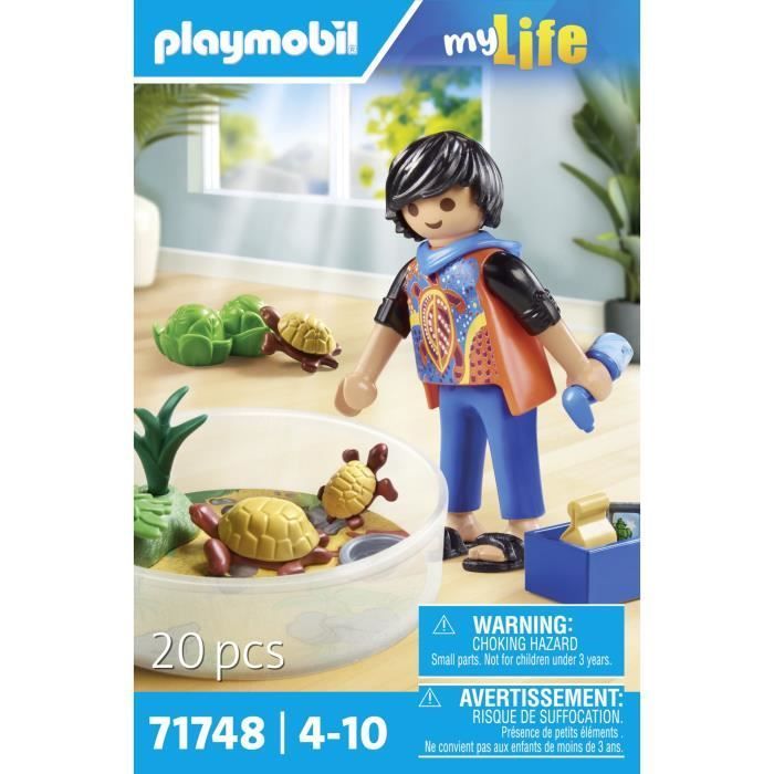 PLAYMOBIL 71748 Garçon avec famille de tortues dans un terrarium, My Life, 20 pièces, Dès 4 ans