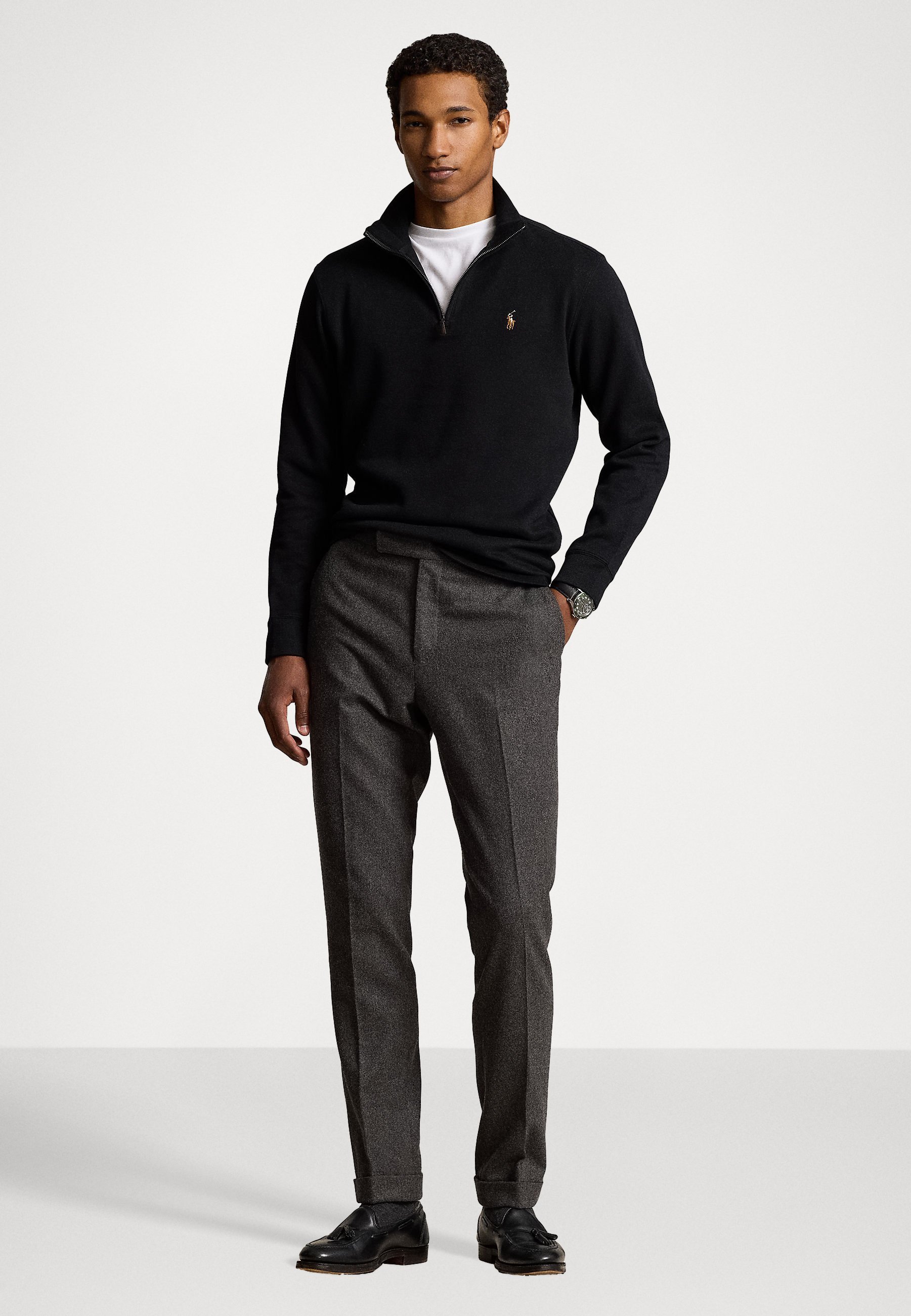 Maglione Polo Ralph Lauren ESTATE RIB QUARTER ZIP - nero