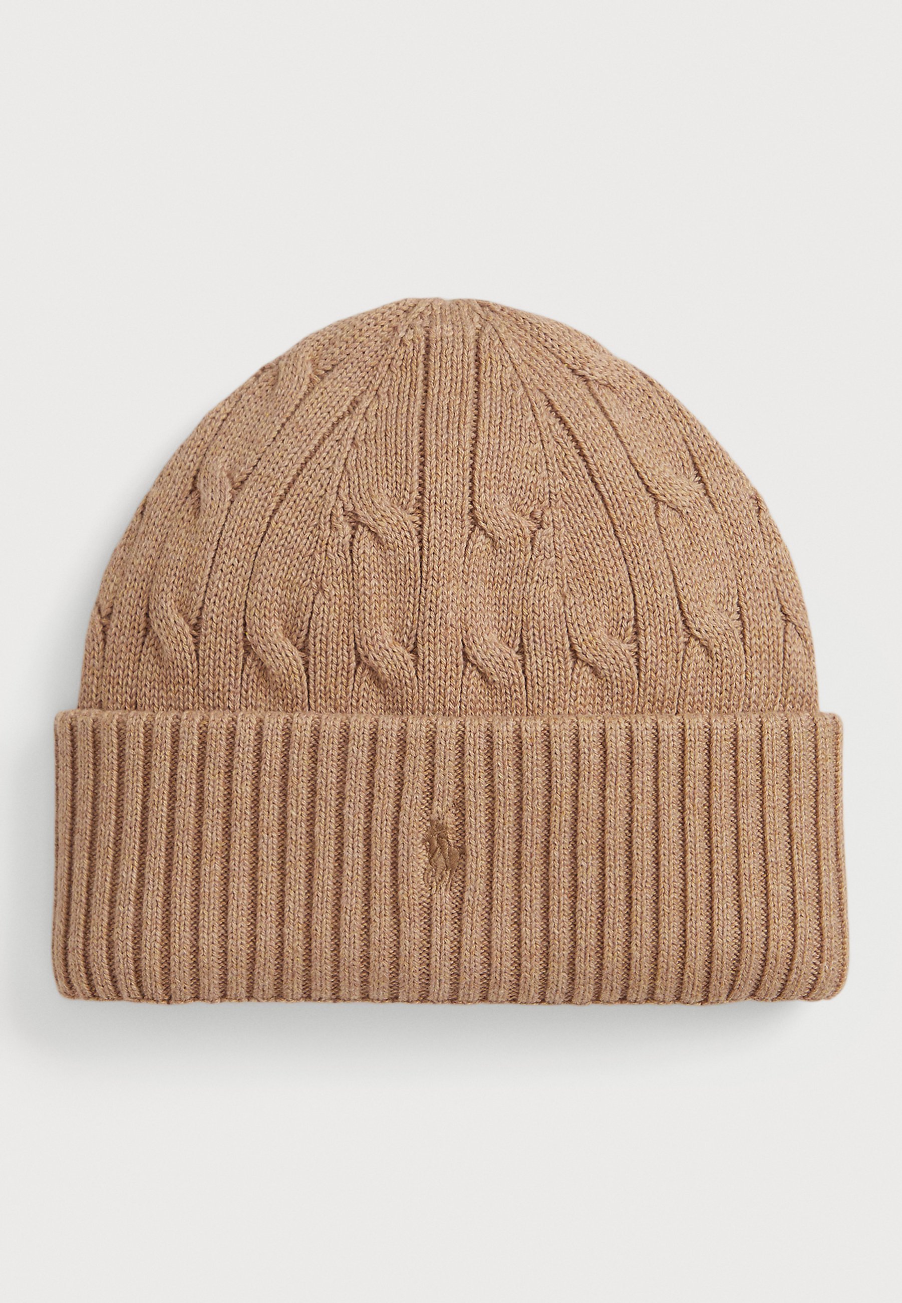 CABLE KNIT COTTON HAT UNISEX - Pipo - camel heatherPolo Ralph Lauren