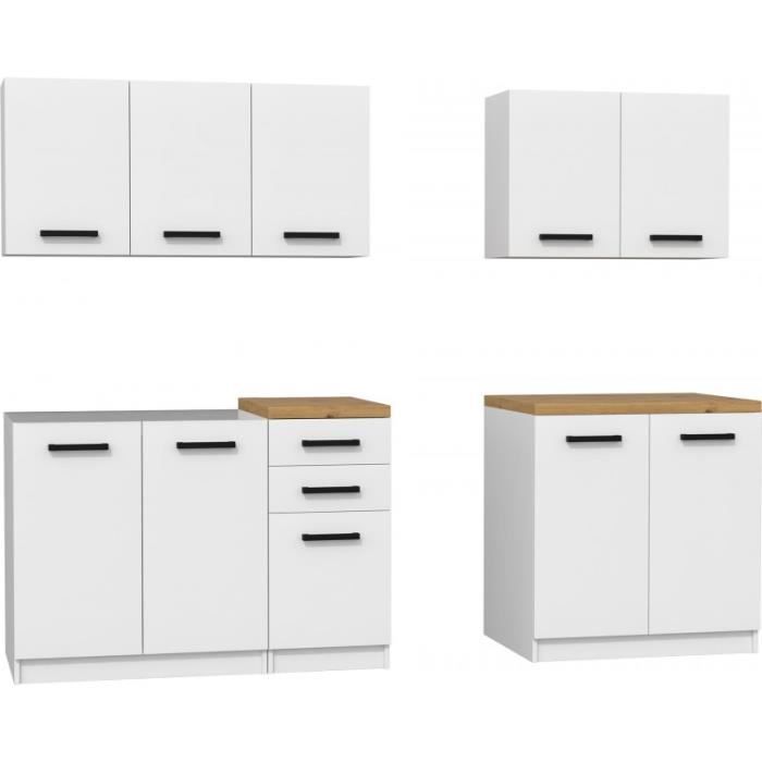 JASPER - Cocina modular y lineal completa de 200 cm de largo, 6 piezas - Encimera INCLUIDA - Muebles de cocina