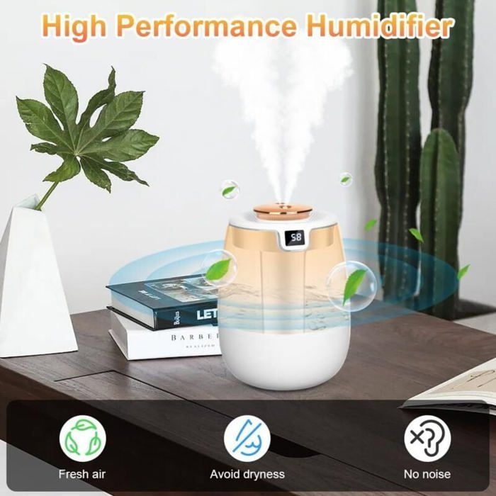 Humidificador de aire JIANGZHA - 2,2 L - Ultra silencioso (20 dB) - Pantalla inteligente - Múltiples modos