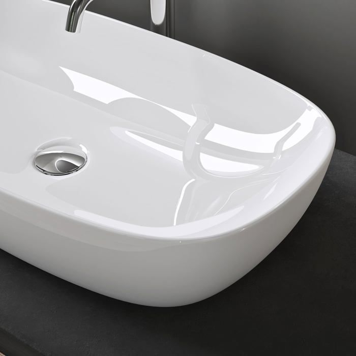 Lavabo de encimera ovalado de cerámica blanca doporro con revestimiento NANO Easy Clean Brüssel104 40,5x40,5x14 cm