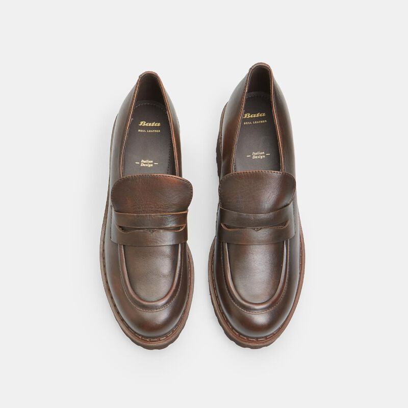 BATA Mokasyny damskie skórzane na obcasie 4,5 cm