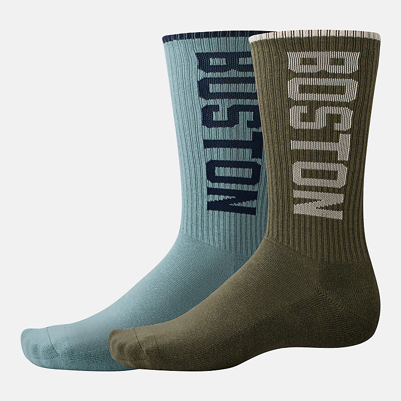 Meias Boston Crew Unissex - Pacote com 2 - Cores Sortidas