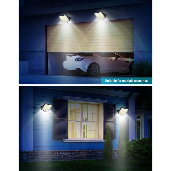 Foco solar exterior BLEOSAN de 106 LED con sensor de movimiento - Control remoto de 3 modos - Cable de 5 m