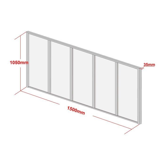 Techo de cristal de aluminio con recubrimiento en polvo, estilo taller - 150x105 cm - Negro - BAYVIEW