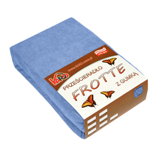 Prześcieradło frotte z gumką 160x200 niebieskie 038 KARO