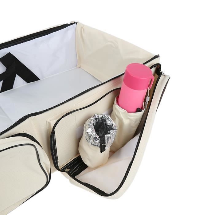 Travel Crib Diaper Bag Beige Baby Mom 3 in 1 Travel Bag Crib Foldable Bed