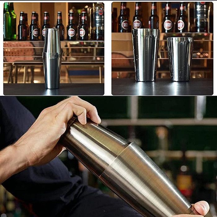 Conjunto de barman, coqueteleira Boston, para coquetéis, aço inoxidável, Estilo 1