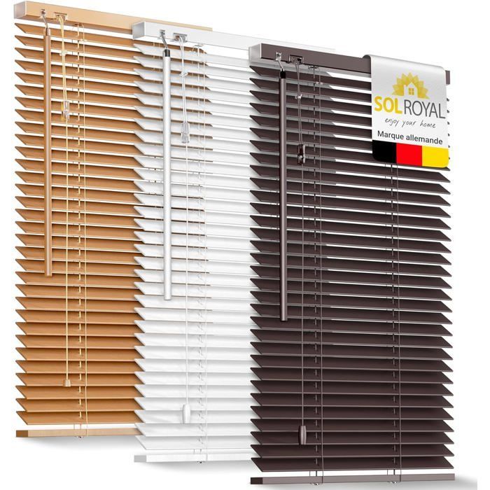Persiana veneciana Sol Royal FSC de madera SolDecor JH3 - Marrón oscuro 100x160cm - Lamas ecológicas - Para ventanas y puertas