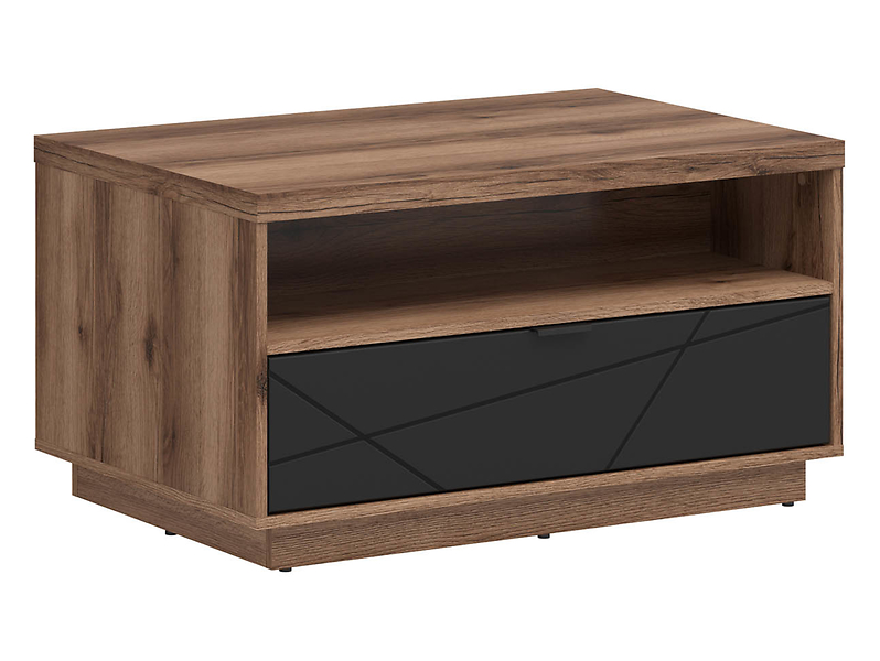 Ława Forn 90x60 z szufladą dąb delano ciemny/czarny mat
