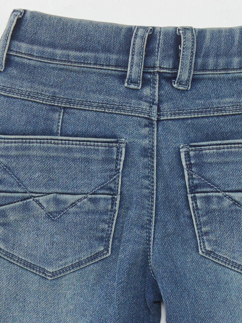 Jeans met elastische tailleband en trekkoord - blauw